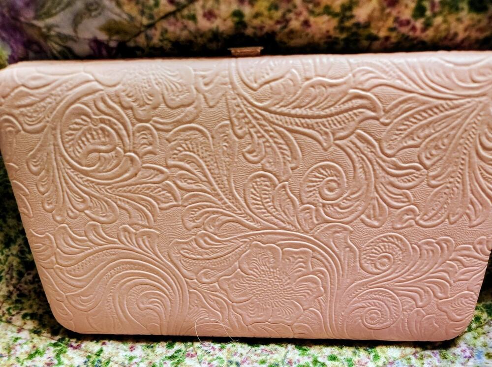 Pink Blush Faux Leather Floral Imprinted Wallet Phone Case